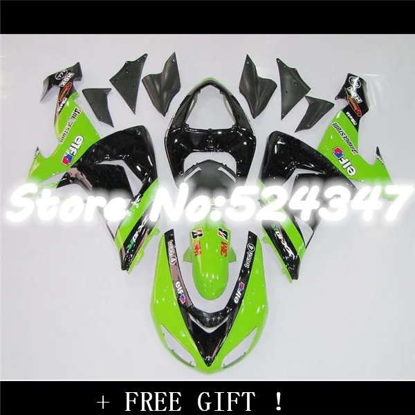Бесплатно Изготовленные На Заказ Зеленые Черные Обтекатели для KAWASAKI NINJA ZX10R 06-07 ZX
