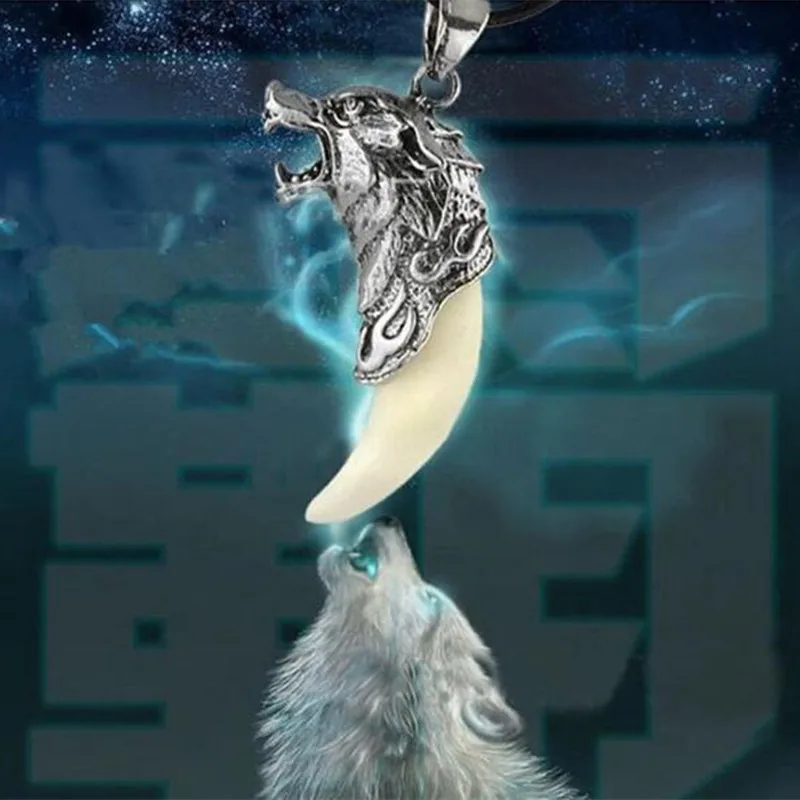 Мужские античные серебряные племенные ужасный волк Клык подвеска с дизайном зуб