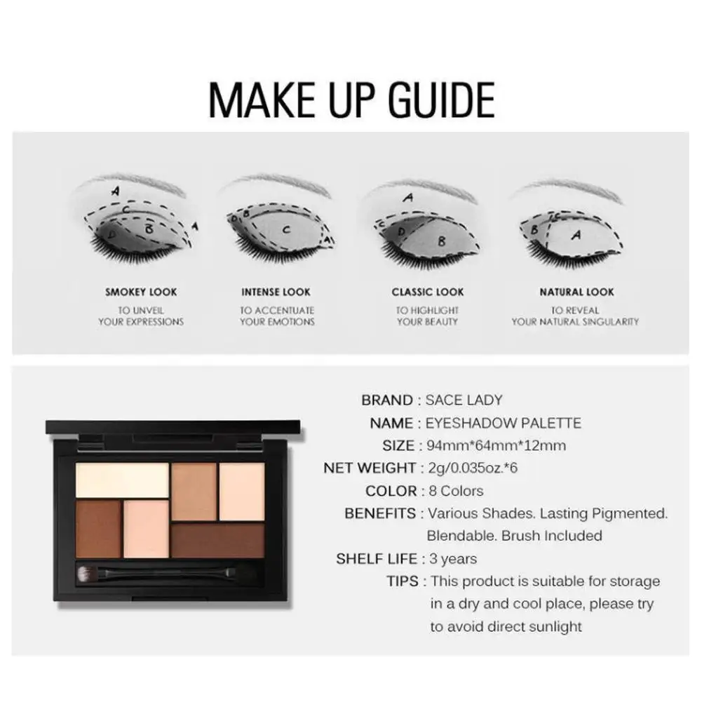 6 видов цветов Тени для век Палитра матовые мерцающие натуральные тени порошок