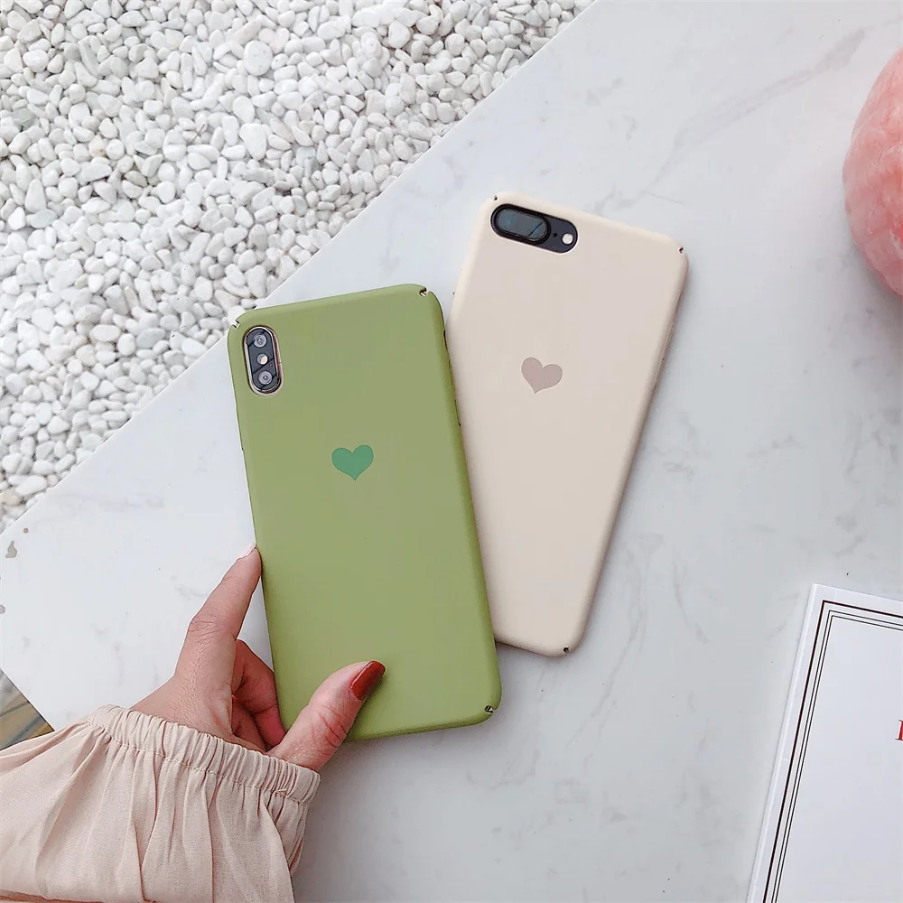Милый чехол с сердечком для телефона iPhone 6 S 7 8 Plus XS Max Матовый Жесткий ПК XR X 10