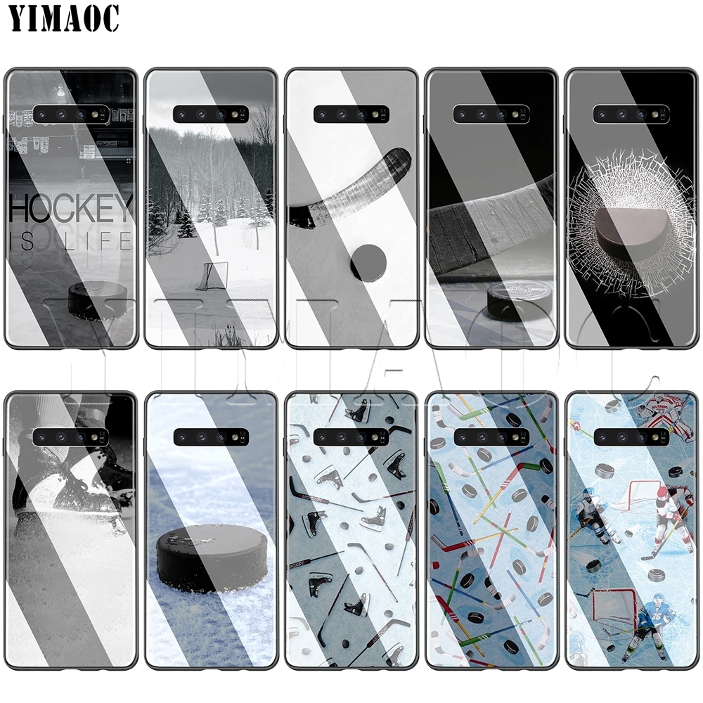 Спортивный стеклянный чехол YIMAOC для хоккея с шайбой Samsung Galaxy S7 S8 S9 S10 Note 8 9 10 Plus A50 A10