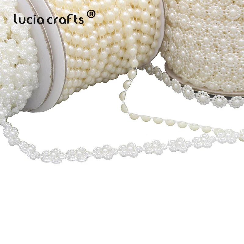 Lucia Crafts 2 ярдов/партия ABS имитация жемчуга Мульти Стили бусины цепи Ремесло Декор