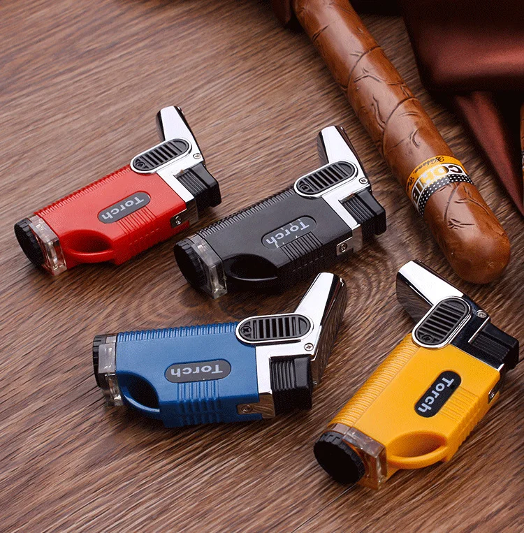 Газовая зажигалка голубое пламя пистолет-распылитель Электронная зажигалка Видимый Газ Бутан фонарь турбо Зажигалка сигарета зажигалки