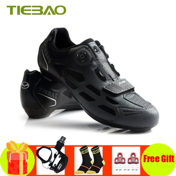 pedals with 1259A B Tiebao sapatilha ciclismo самоблокирующиеся мужские wo мужские профессиональные велосипедные ботинки для шоссейного велосипеда обувь для верховой езды - Цвет: pedals with 1259A B