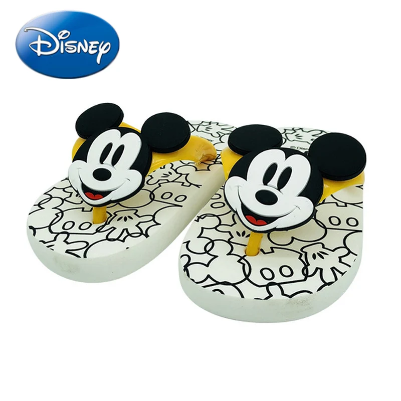 disney детские тапочки домашние Ванная комната с Микки Маусом мальчиков Женские тапочки Нескользящие Ванная комната пляжные Минни обувь Вьетнамки