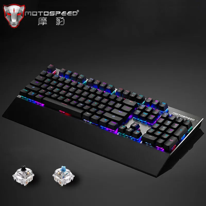 Motospeed CK108 игровая механическая клавиатура 104 клавиш с опора для рук USB Проводная антипривидная RGB подсветка светодиодный клавиатура для ПК игры