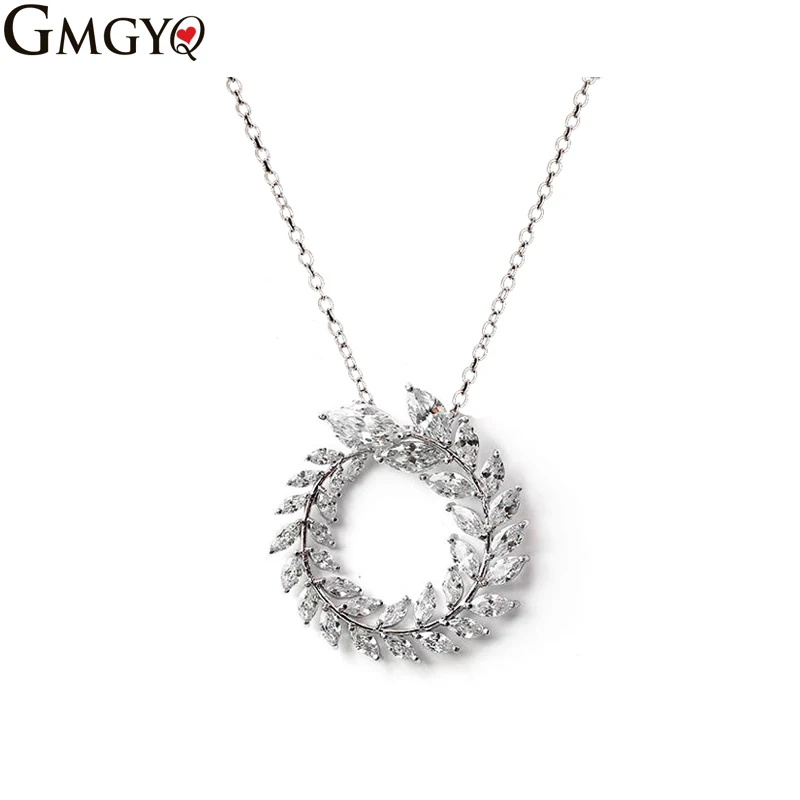 GMGYQ модные цирконы Vrouwen Kostuum seraden сверкающий Olijftak Marquise Gesneden Подвеска из циркония