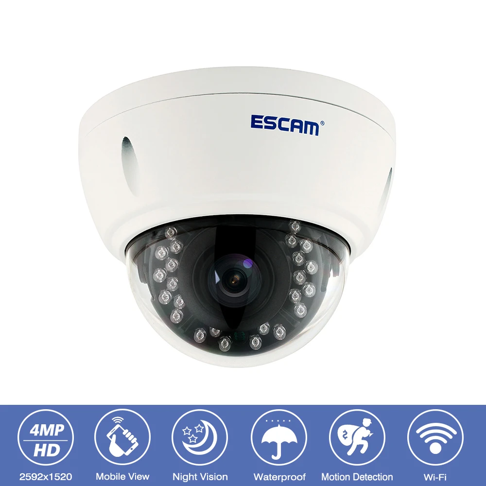 Escam QD420 открытый IP66 Водонепроницаемый видеонаблюдения Wi Fi IP Камера 4MP Onvif P2P ИК