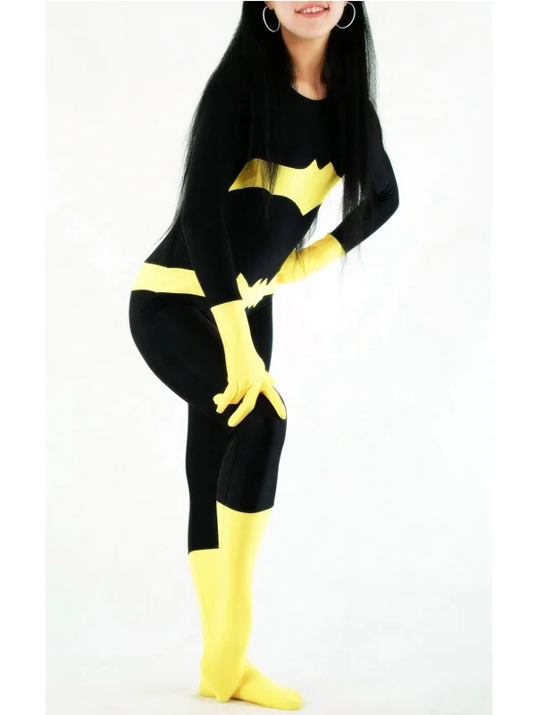 Костюм Бэтгерл из спандекса и лайкры черно-желтый костюм Зентаи вечерние костюмы