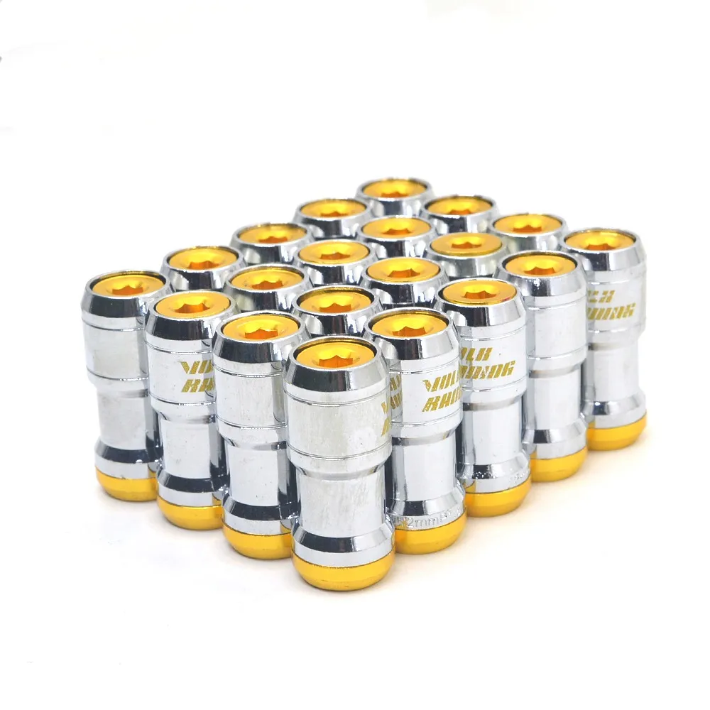 GOLDEN 20 шт. M12 X 1,5 M12 X 1,25 Противоугонная синяя сталь Volk гоночное автомобильное колесо обода гайки Блокировки Гайки для Honda Toyota Nissan - Название цвета: GOLDEN
