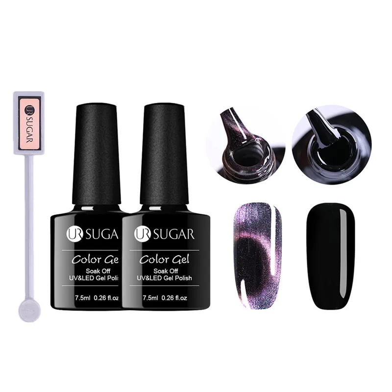 3pcs set 7 Ur Sugar голографический 3D Гель-лак для ногтей с кошачьими глазами 7,5 мл Магнитный лазерный блеск впитывающий УФ-гель лак для маникюра - Цвет: 3pcs set 7