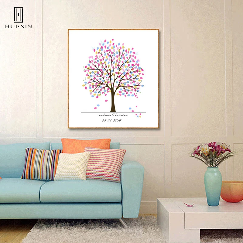 DIY Fingerprint Guestbook Souvenir Blooming Tree Best Present for Bithdays Wedding Anniversary Party Special Wall Decoration | Дом и сад