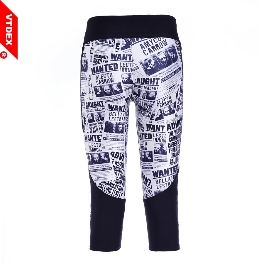 VTDEX Harry Potter Yoga Pants Newspaper Pattern 2018 Women Elastic Fitness Sport Leggings Capri Running Tights Breathable | Спорт и
