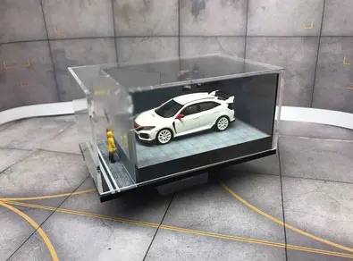 Honda White Civic 1: 64 масштаб Diorama «Мечта маленького мальчика» окно мальчик мини-подарок украшение автомобиля модель сцены пыли дисплей коробка - Цвет: Honda White Civic