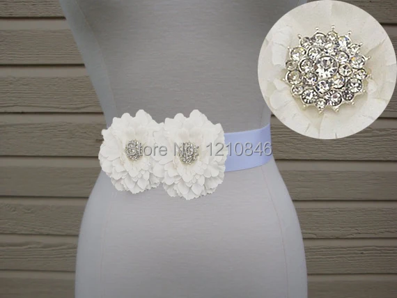 

2015 new arrival baby girl women white fabric peony flower sash Belt Wedding bridesmaid sash Maternity sash belt accessories