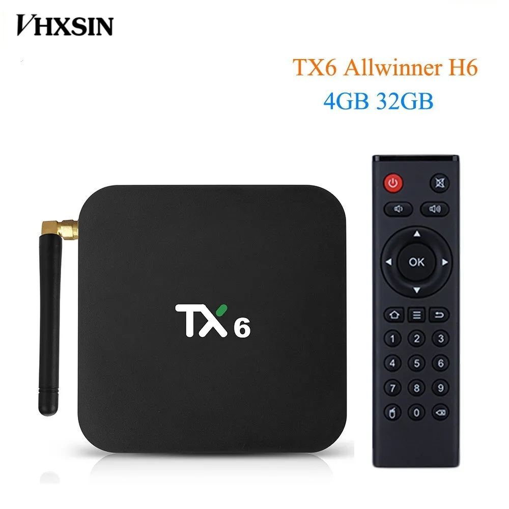 VHXSIN 10 шт партия TX6 Смарт Android 9 0 ТВ коробка 4G 32G H6 четырехъядерный 2 5G двойной Wifi BT 4