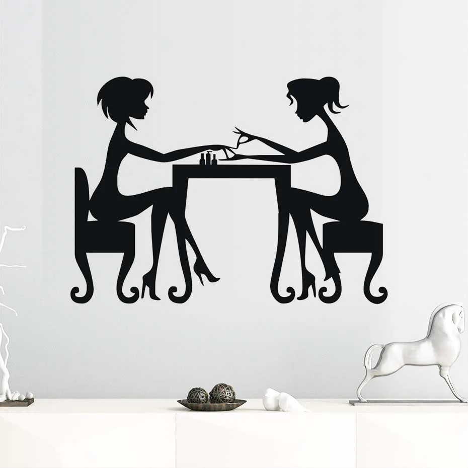 Модные ногтей настенные наклейки для салона художника Маникюр леди настенная