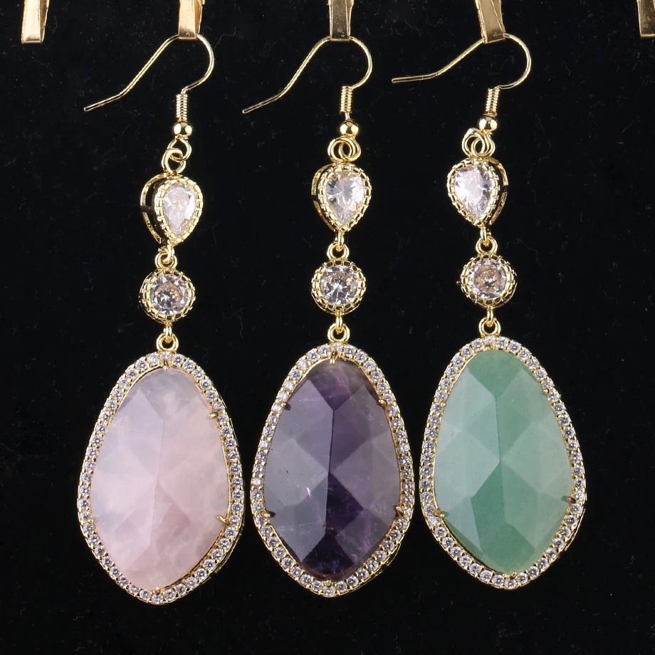 Женские многогранные серьги CSJA серьги-капельки из натурального камня с