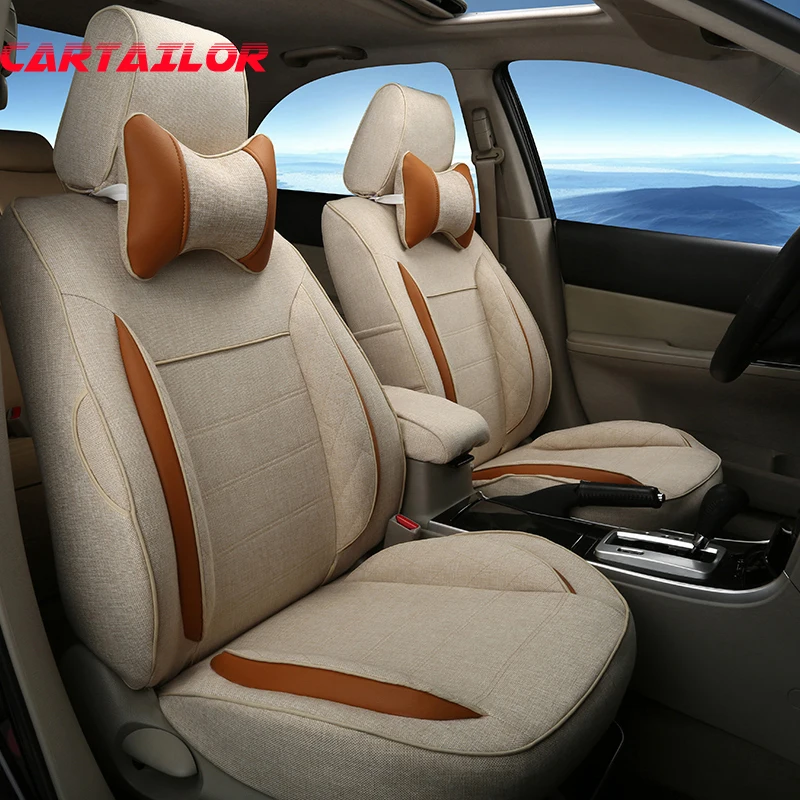 CARTAILOR Flax Car Seat for Volvo S60 Cover Seats Protector Custom Fit Accessories Full Set Grey Auto Covers | Автомобили и