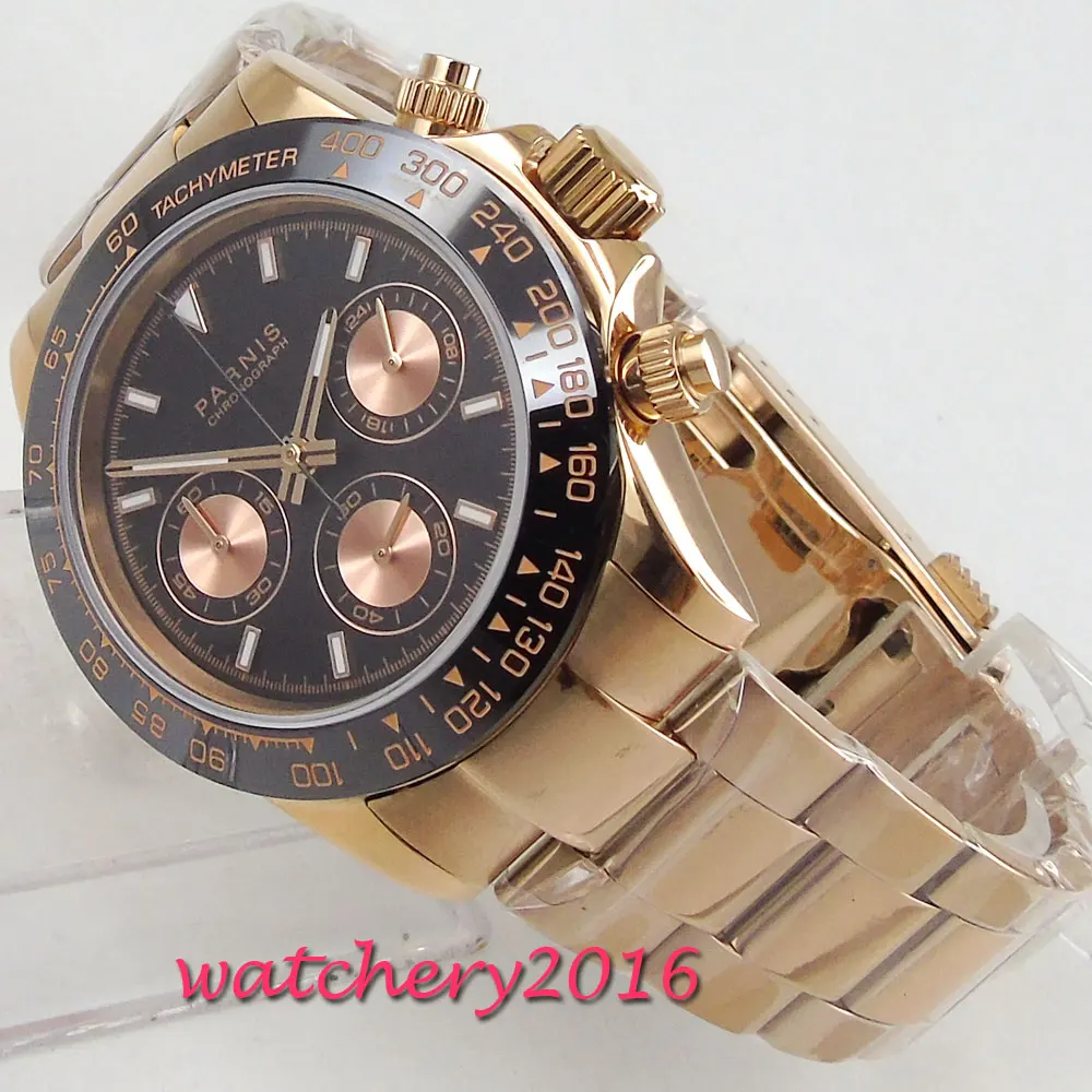 Часы мужские с хронографом и черным циферблатом 39 мм|Кварцевые часы| |