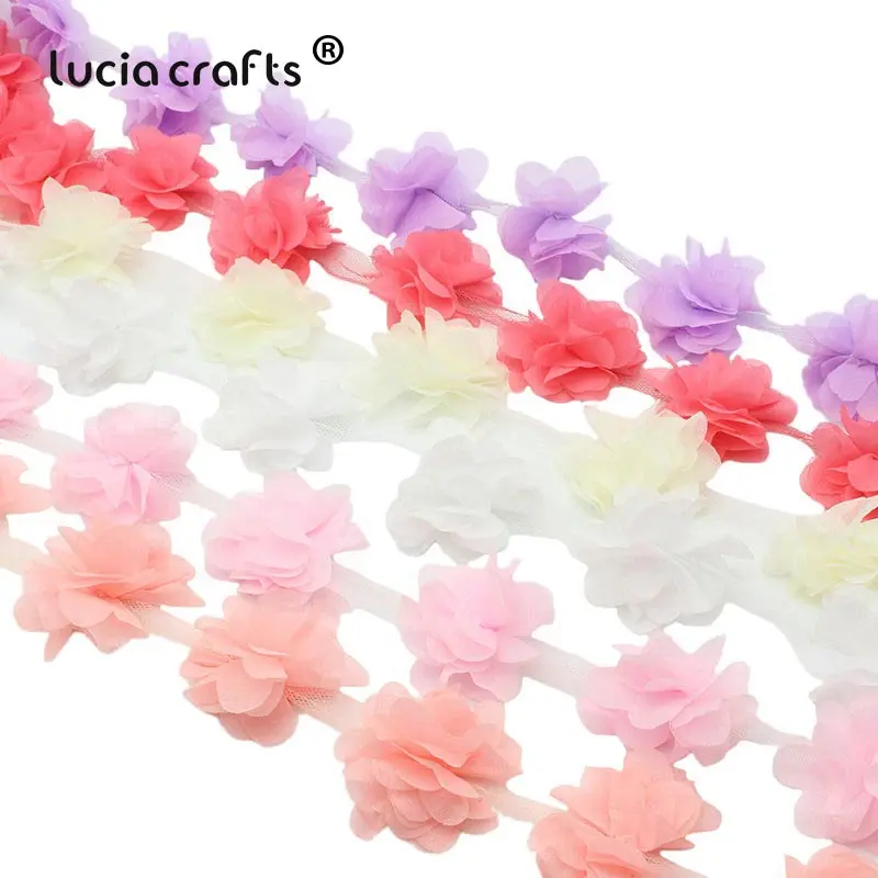 Lucia crafts ПРИБЛИЗИТЕЛЬНО 5,5 см 3D шифон цветы кружево отделка шитье поставки платье украшение кружевная ткань аппликация V0401 - Цвет: Mixed colors 2  6y