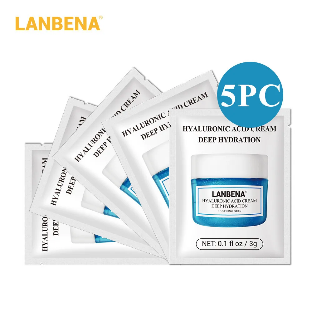 5pcs Hyaluronic Acid LANBENA Гиалуроновая Кислота Витамин С крем для лица отбеливающий против старения против морщин Сыворотка лечение акне, увлажнение лифтинг 3g - Цвет: 5pcs Hyaluronic Acid