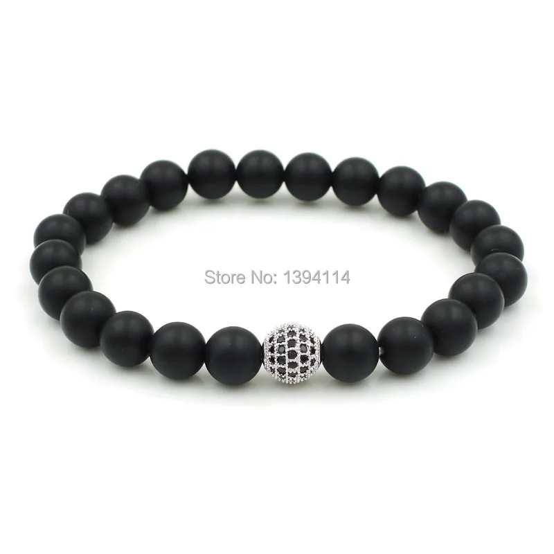 8 мм микро проложить Черный CZ круглый шар бусины &amp Матовый Агат e круглые из