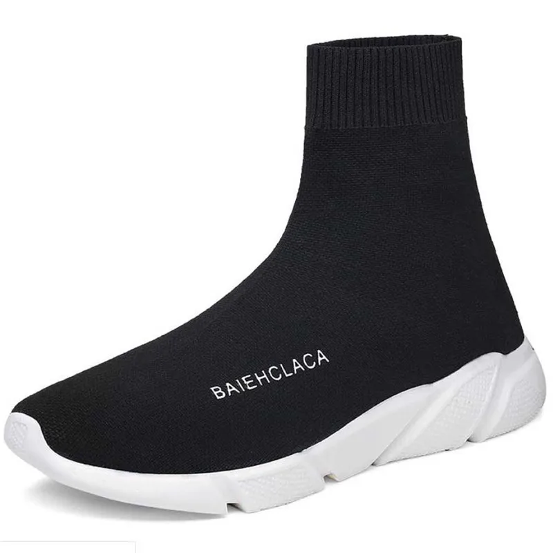 Large size socks shoes men's lightweight sports flying woven mesh breathable running casual high to help shoe | Обувь