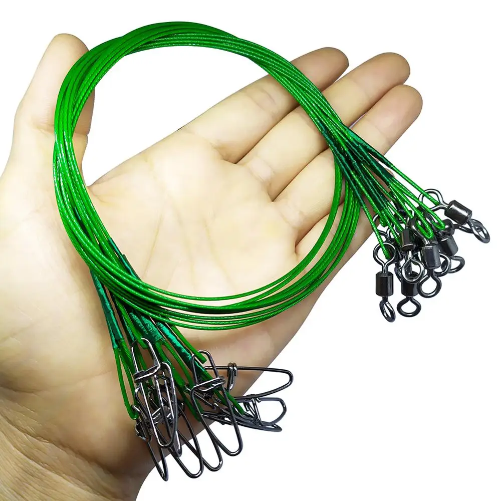 

10pcs 50cm Fishing Line Leader Wire Test 88Lbs/40kg Anti-bite Steel Wire Line Leashs Heavy-duty Fishing Connector for Lure