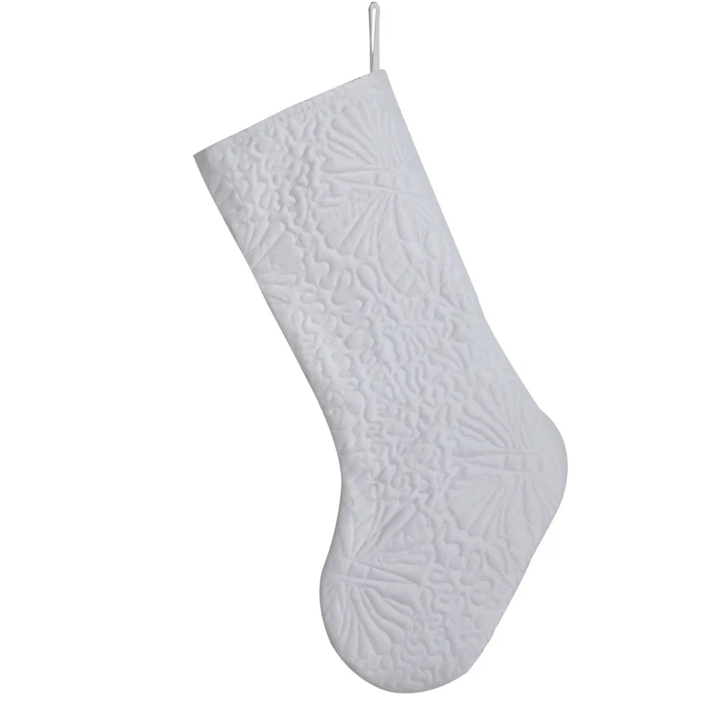 Бесплатная доставка стеганые рождественские чулки с вышивкой белого цвета|stockings