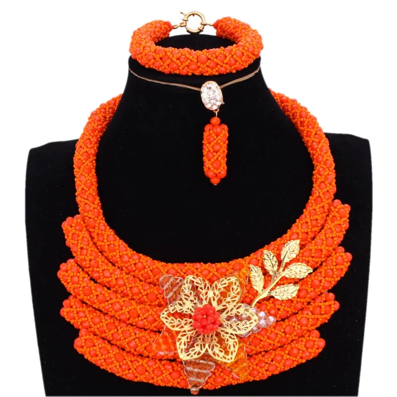 4 UJewelry набор свадебных украшений Свадебные украшения 2018 оранжевый Африканский