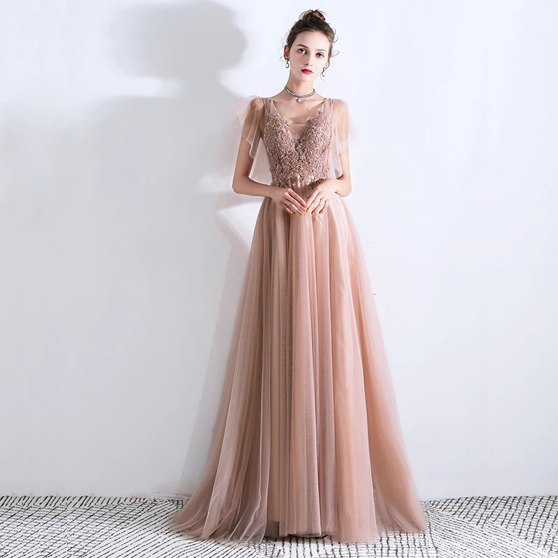 SSYFashion, элегантное вечернее платье для банкета, платье для особых случаев, с аппликацией, с блестками, с коротким шлейфом, вечерние платья, Robe De Soiree - Цвет: as the picture