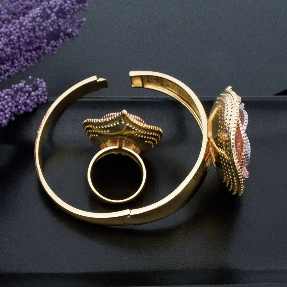 Роскошный большой бриллиантовый комплект ModemAngel из медного браслета кольца и с