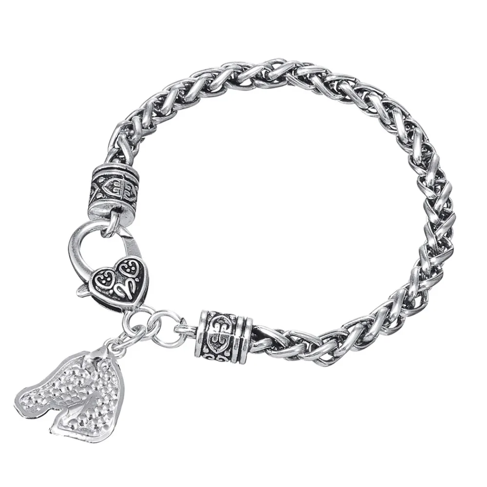 10 шт. много мода стиль белый кристаллический голова лошади кулон браслеты для