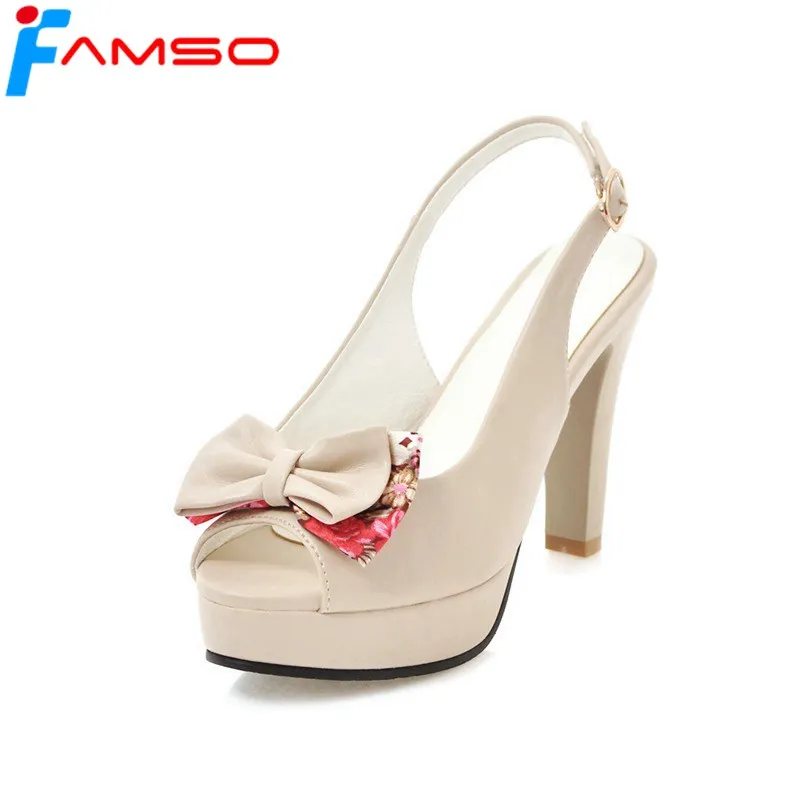 FAMSO/Size34 43 Новинка 2019 года женские туфли на каблуке с открытым носком Туфли лодочки платформе цвет черный