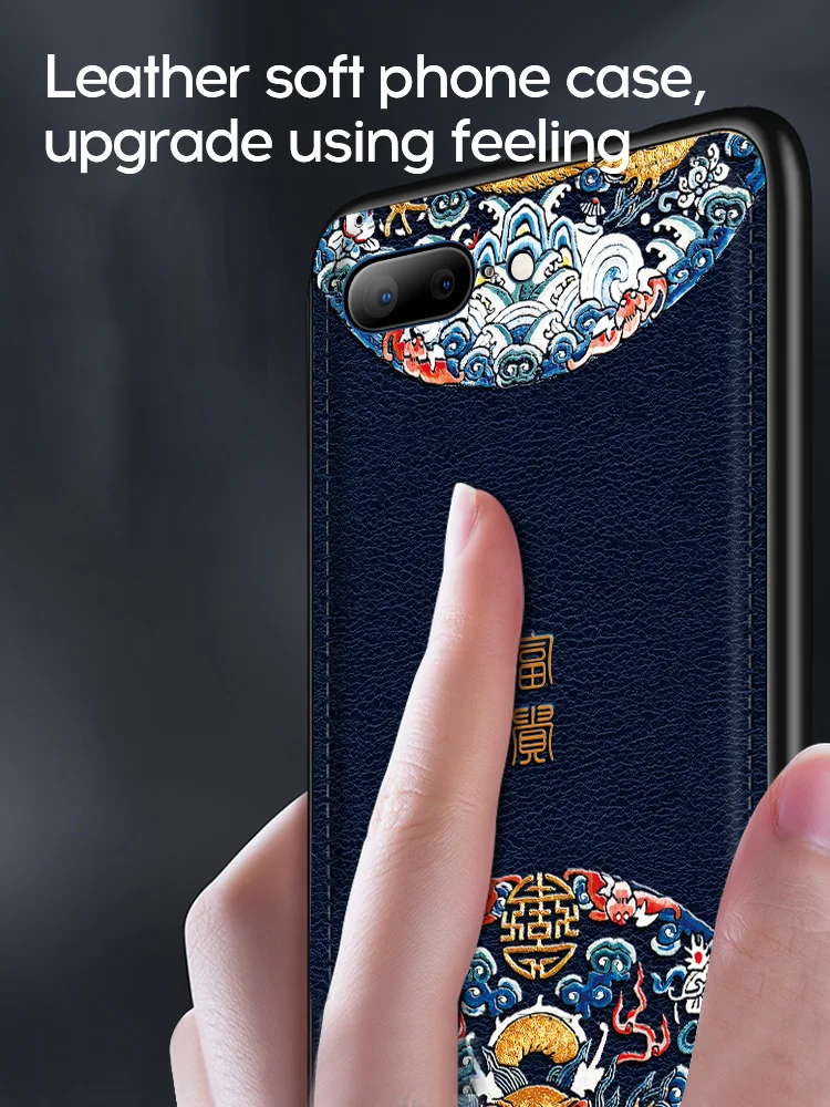 Luxury Soft Leather Case For OnePlus 7 7pro Phone Cases Silicone Shockproof Traditional Auspicious Protective Cover Shell | Мобильные