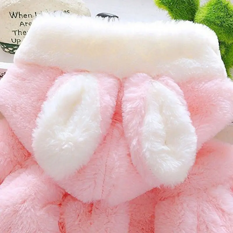 NEW Newborn Kids Baby Girls Warm outerwear Hoodie Hooded Coral Velvet coat top For Age 0-24 Months Snow Wear