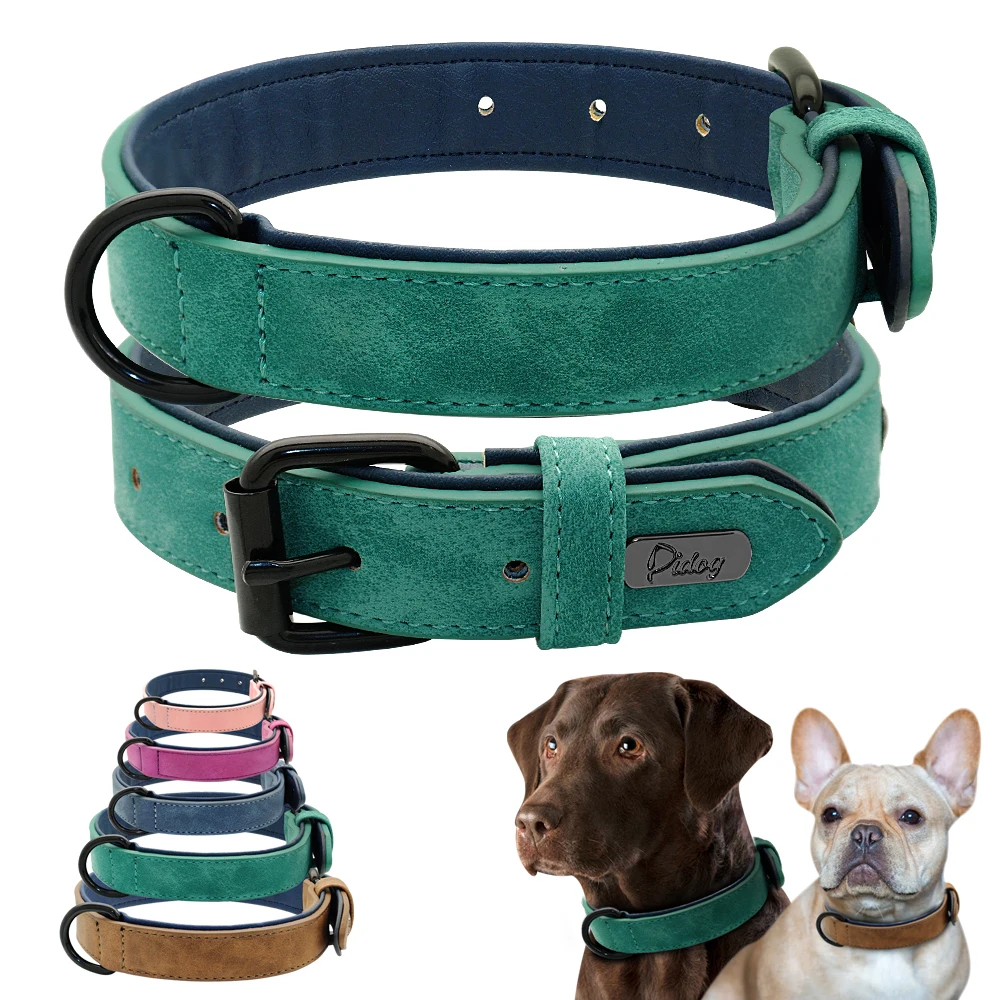 

Leather Dog Collar Soft Padded Pet Collar for Small Medium Large Dogs Collars collar perro Pitbull Labrador German Shepherd