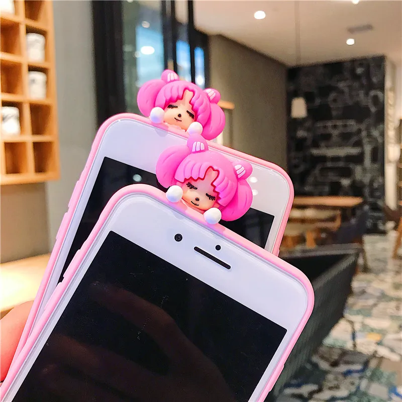 cute Cartoon Hanging neck rope doll Sailor Moon pink Mobile Phone Case for iphone 11 pro 6 6plus 7 8 plus X XR XS MAX case Capa |