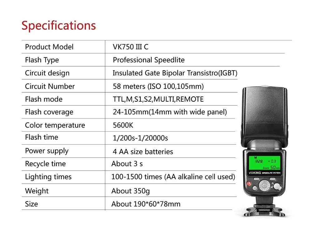 Камера Voking 750III с дистанционным управлением TTL Speedlite Slave Mode для Canon 6D 7D 40D 50D 60D 70D 550D 600D