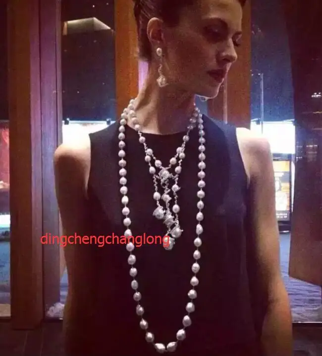 free shipping &gt&gt&gt&gtnoble jewelry Natural 12-13mm SouthSea baroque kasumi pearl long necklace | Украшения и аксессуары