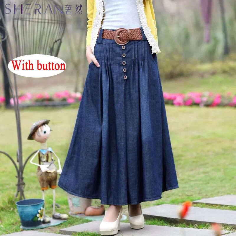 Хорошее качество 2018 хлопок плюс Размеры джинсовая юбка Для женщин Повседневное