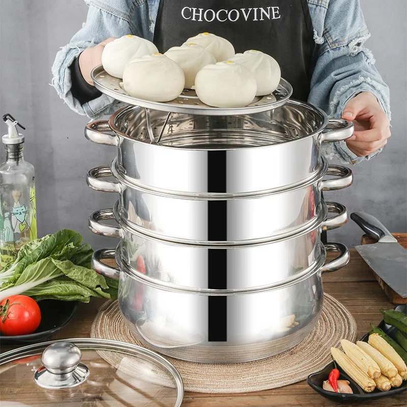 Кухонная Пароварка, кастрюля, кухонная пароварка, inox, кастрюля для приготовления пищи, посуда из нержавеющей стали, пароварка, Ультраяркий паровой лоток 28-40 см