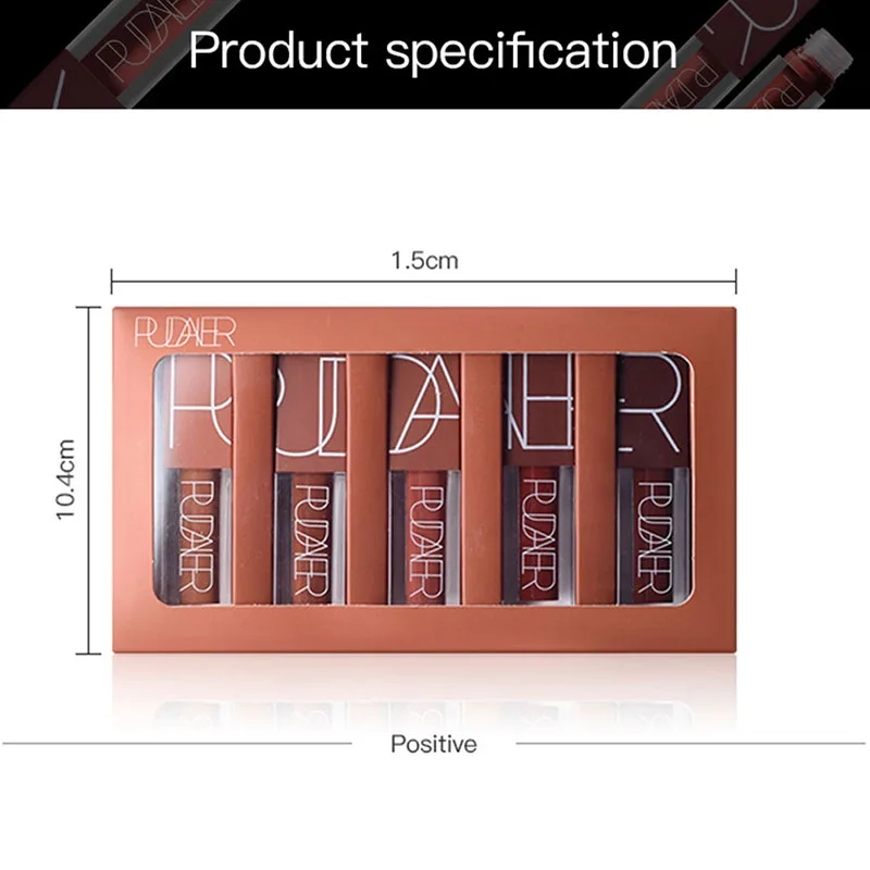 Makeup Lipstick Matte Velvet Liquid Non-stick Cup Lip Glaze Five-color Suit Pumpkin Color Series | Красота и здоровье