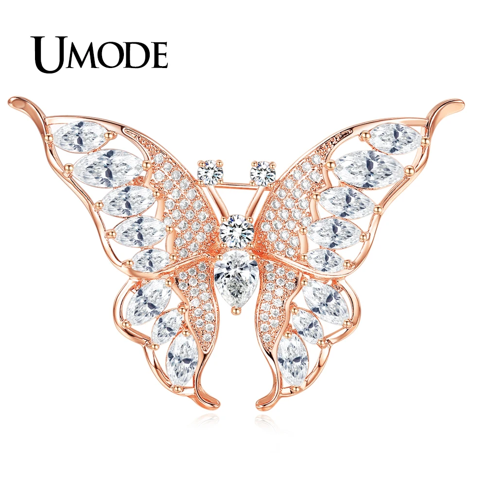 Женская брошь в форме бабочки с фианитом