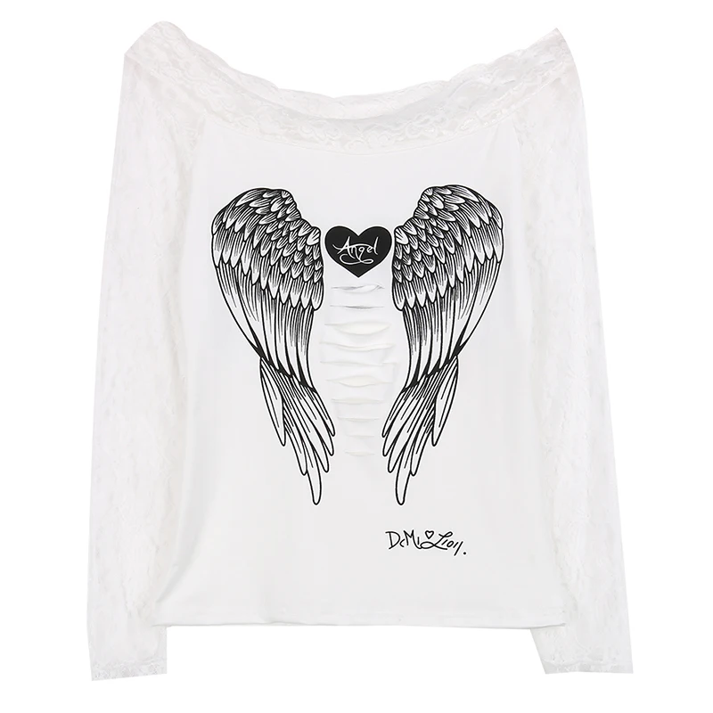 Ladys Long Sleeve Prints Shirt Casual Lace Blouse Loose Cotton Tops | Женская одежда