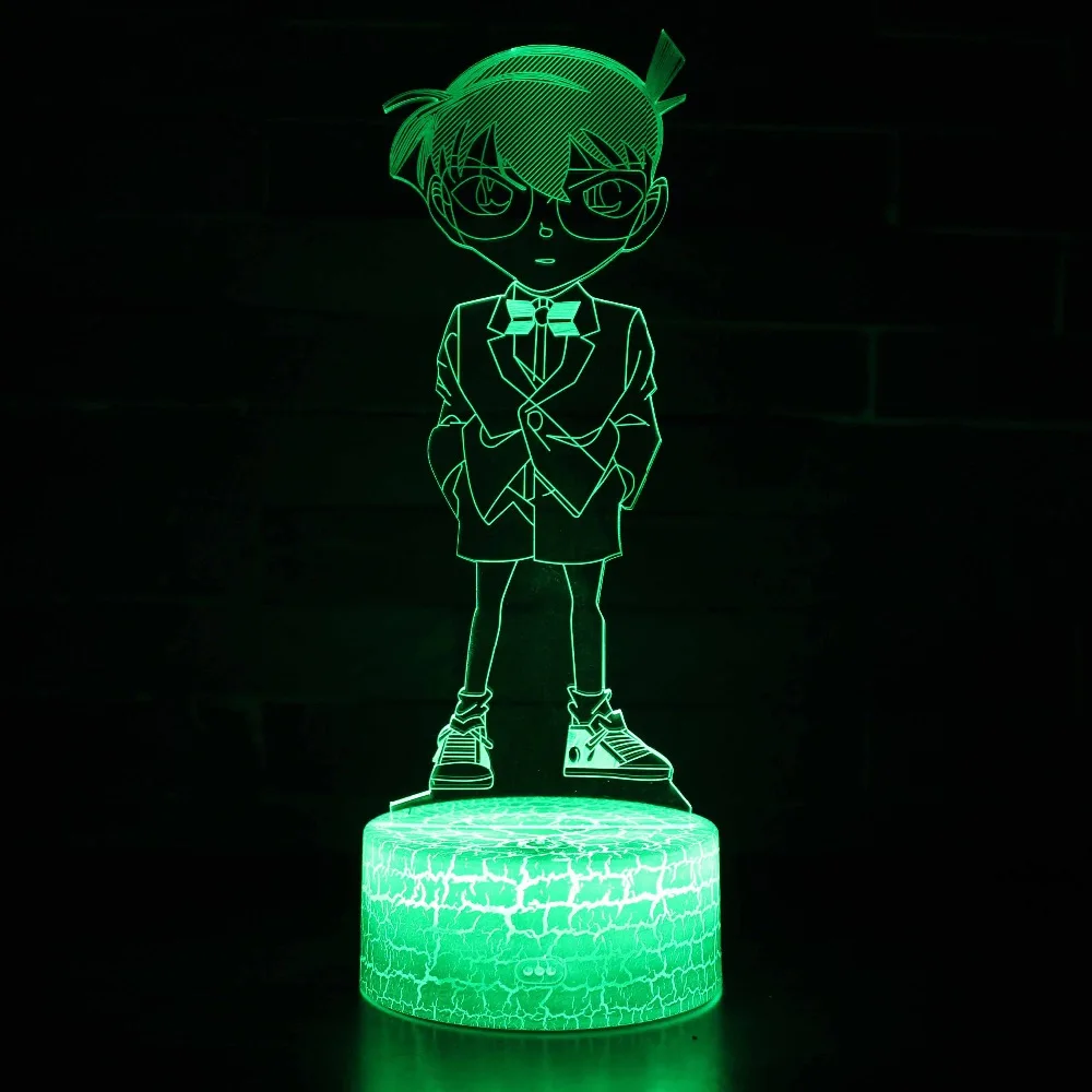 Мультфильм Conan 3D лампа 7 цветов изменить ночник 5 в USB настольная прикроватный свет