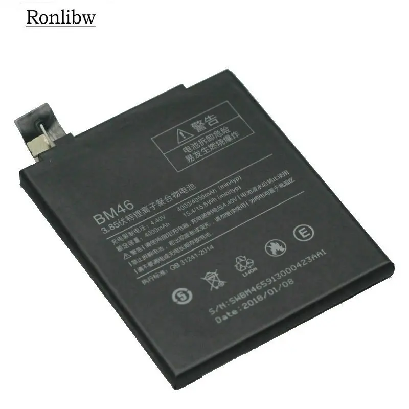 Аккумулятор Ronlibw 4000 мАч/15 4 Вт/ч BM46 / BM 46 мобильный телефон аккумулятор для Xiaomi Redmi