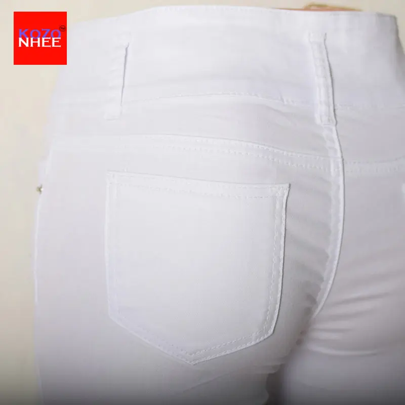 Белые эластичные джинсы карандаш с высокой талией|jeans with high waist|jeans withwhite stretch jeans |