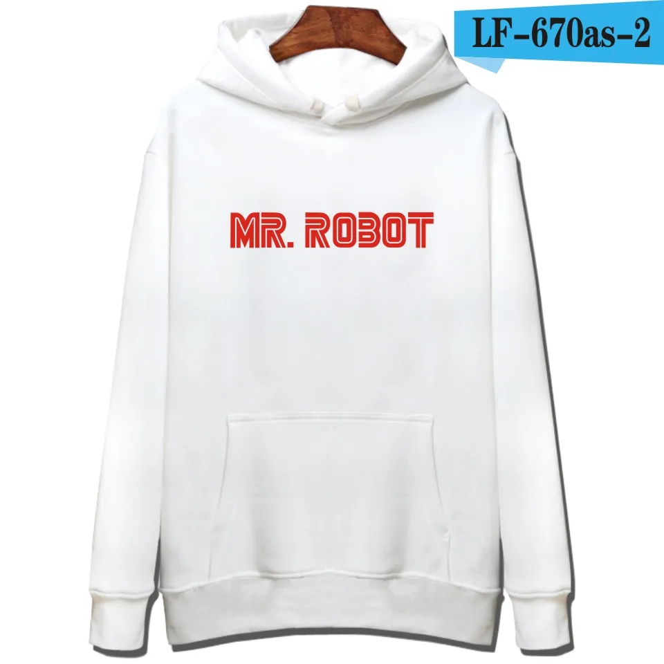 white LUCKYFRIDAYF мистер робот с капюшоном Мужские толстовки и свитшоты американский популярный драма мультфильм печати толстовки для мужчин хип хоп забавная одежда - Цвет: white